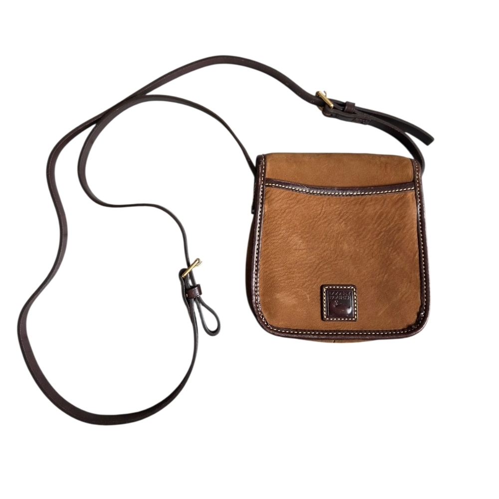 Dooney & Bourke Caramel Chocolate Suede Flap Crossbody Bag - Picture 1 of 16